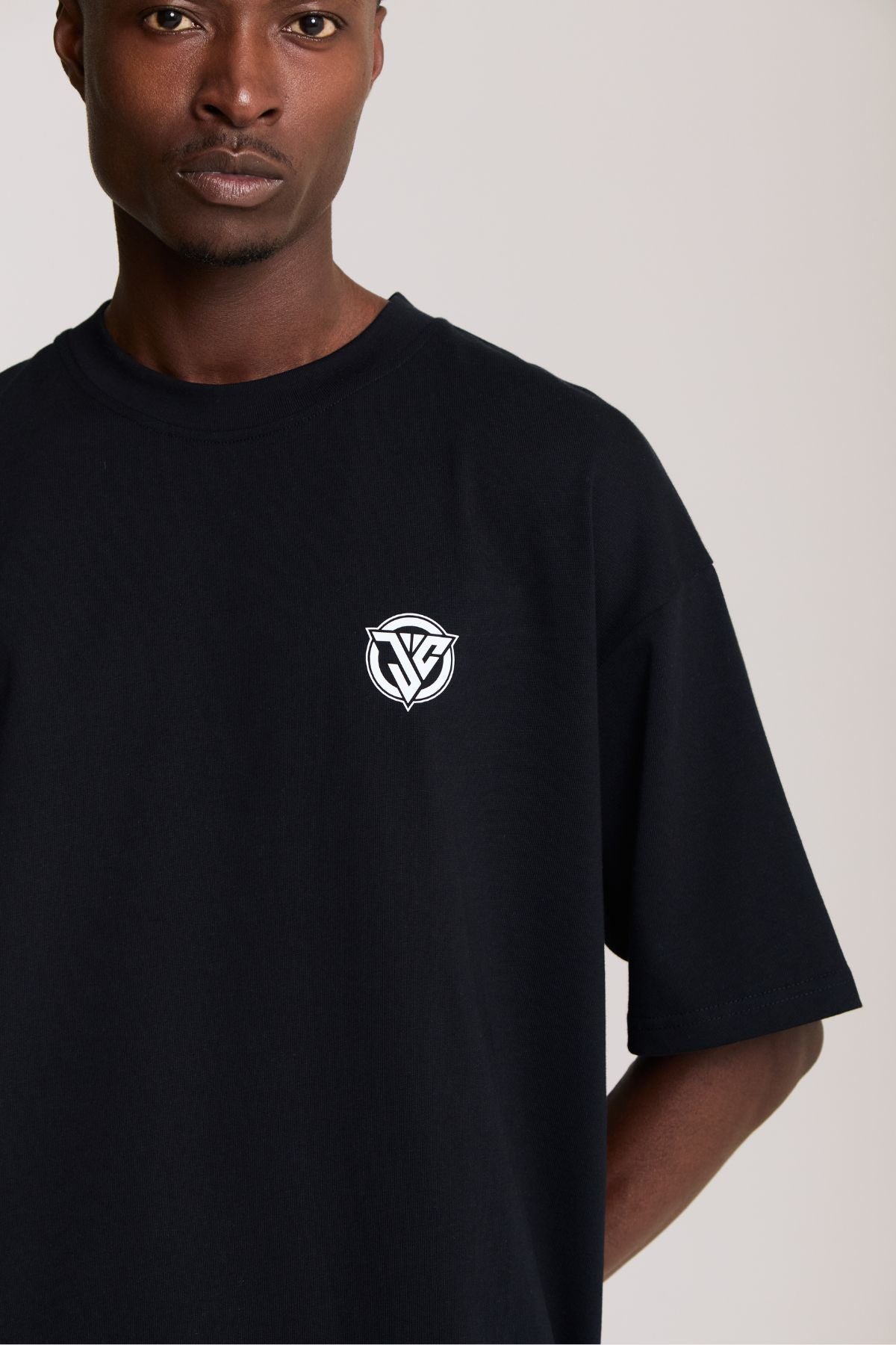 Man wearing the black shirt